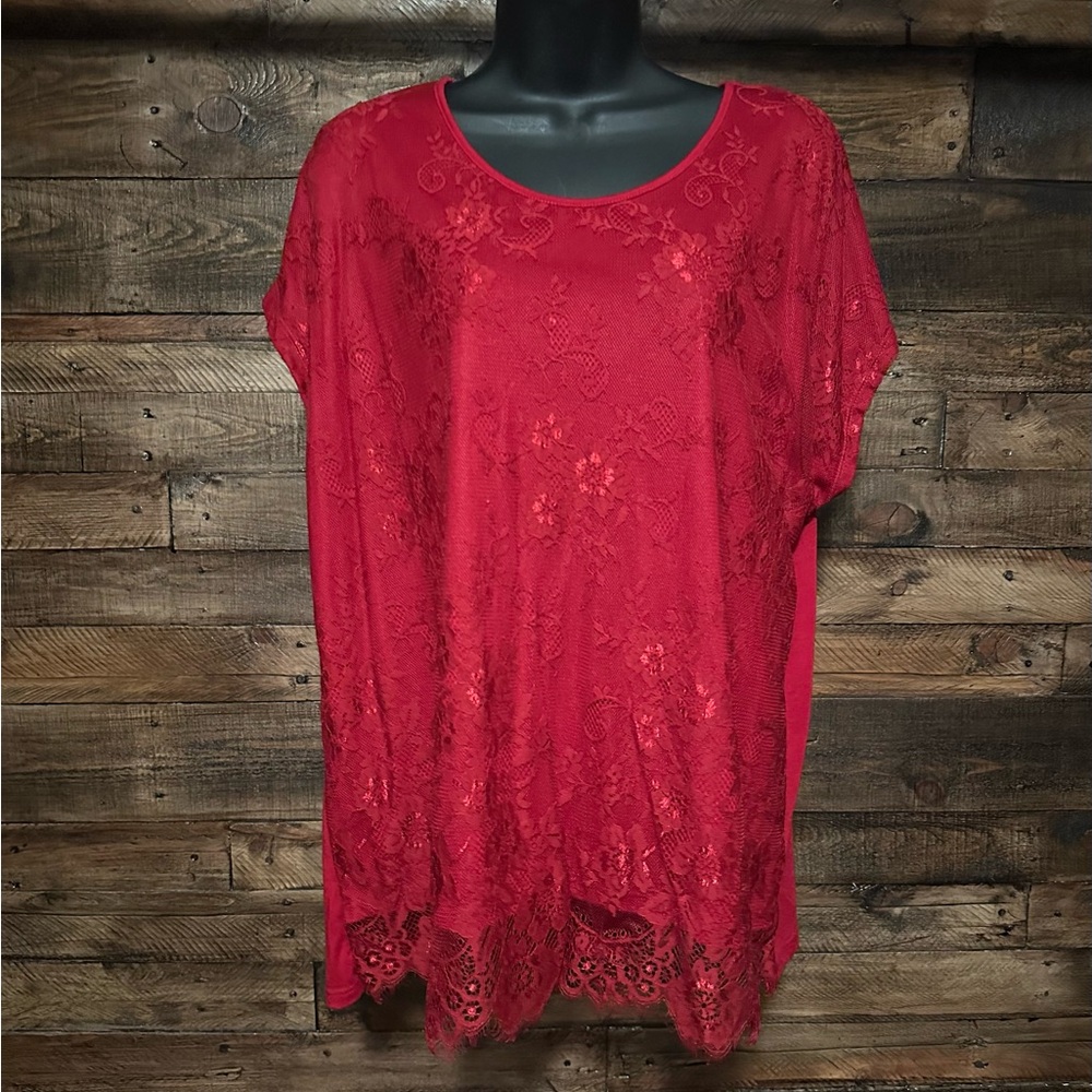 I Jeans by Buffalo Red Lace Women’s Top